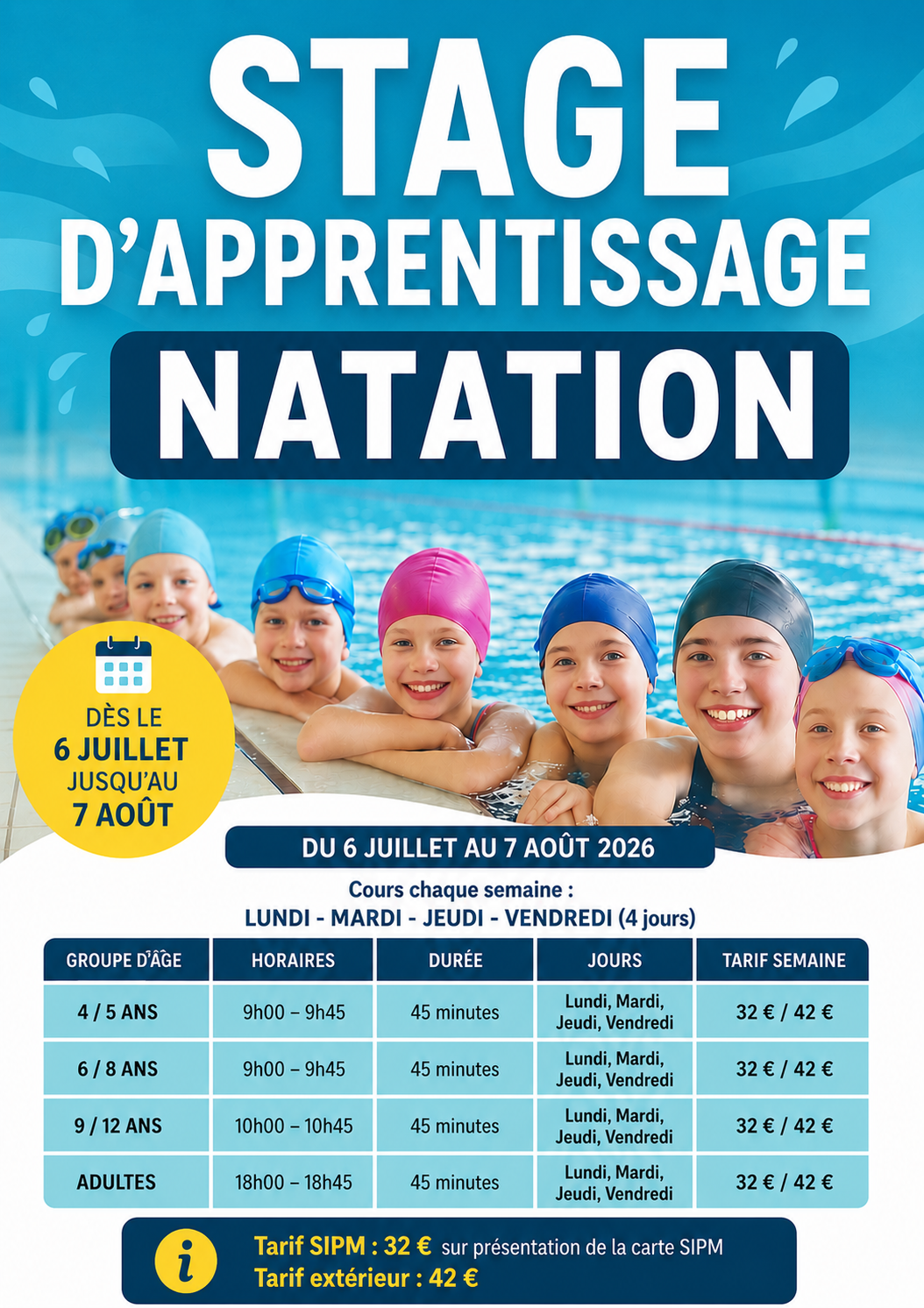 affche stage ete natation